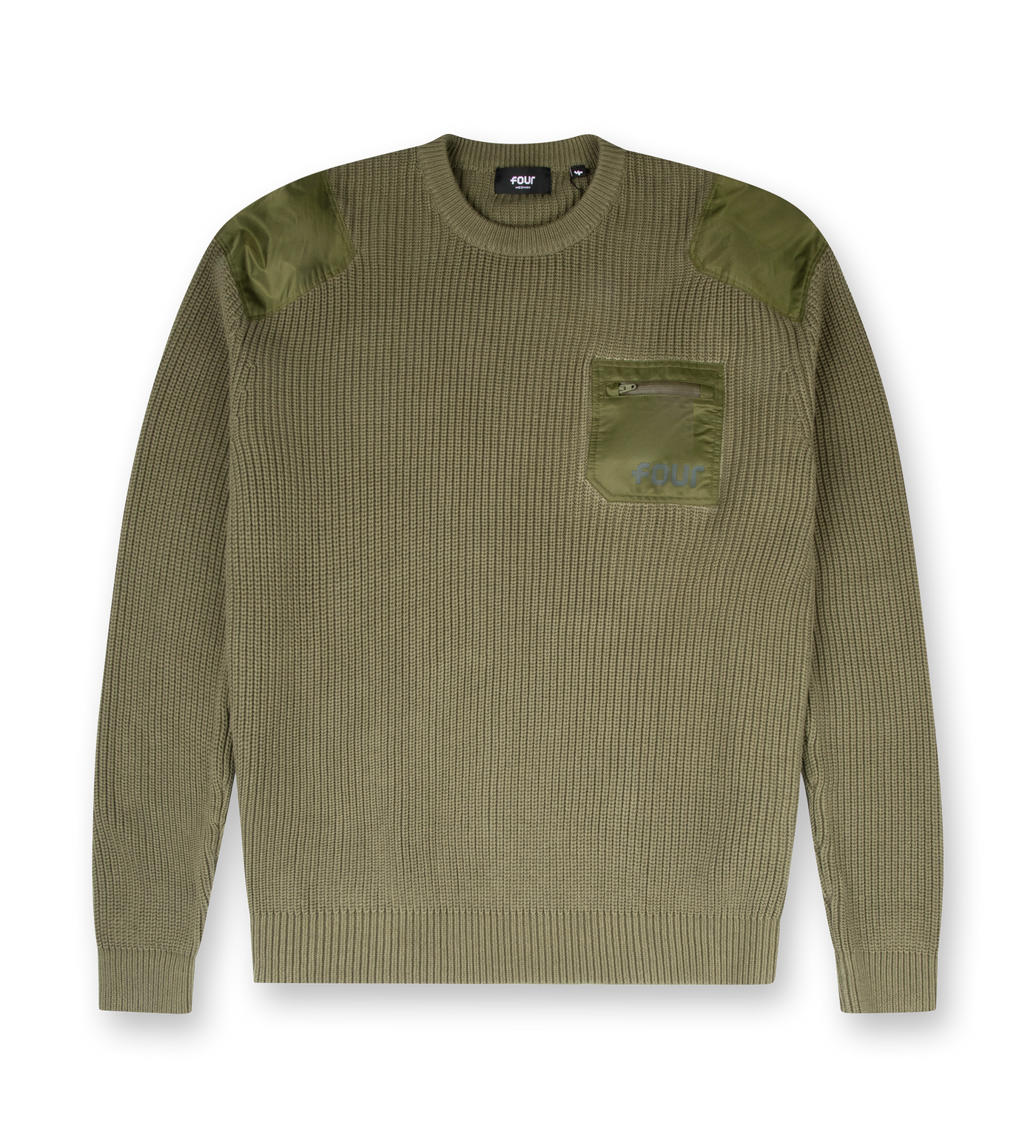 Logo Knitted Crewneck Nylon Moss Green