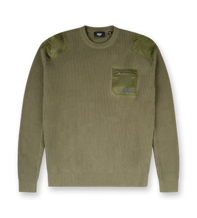 Logo Knitted Crewneck Nylon Moss Green