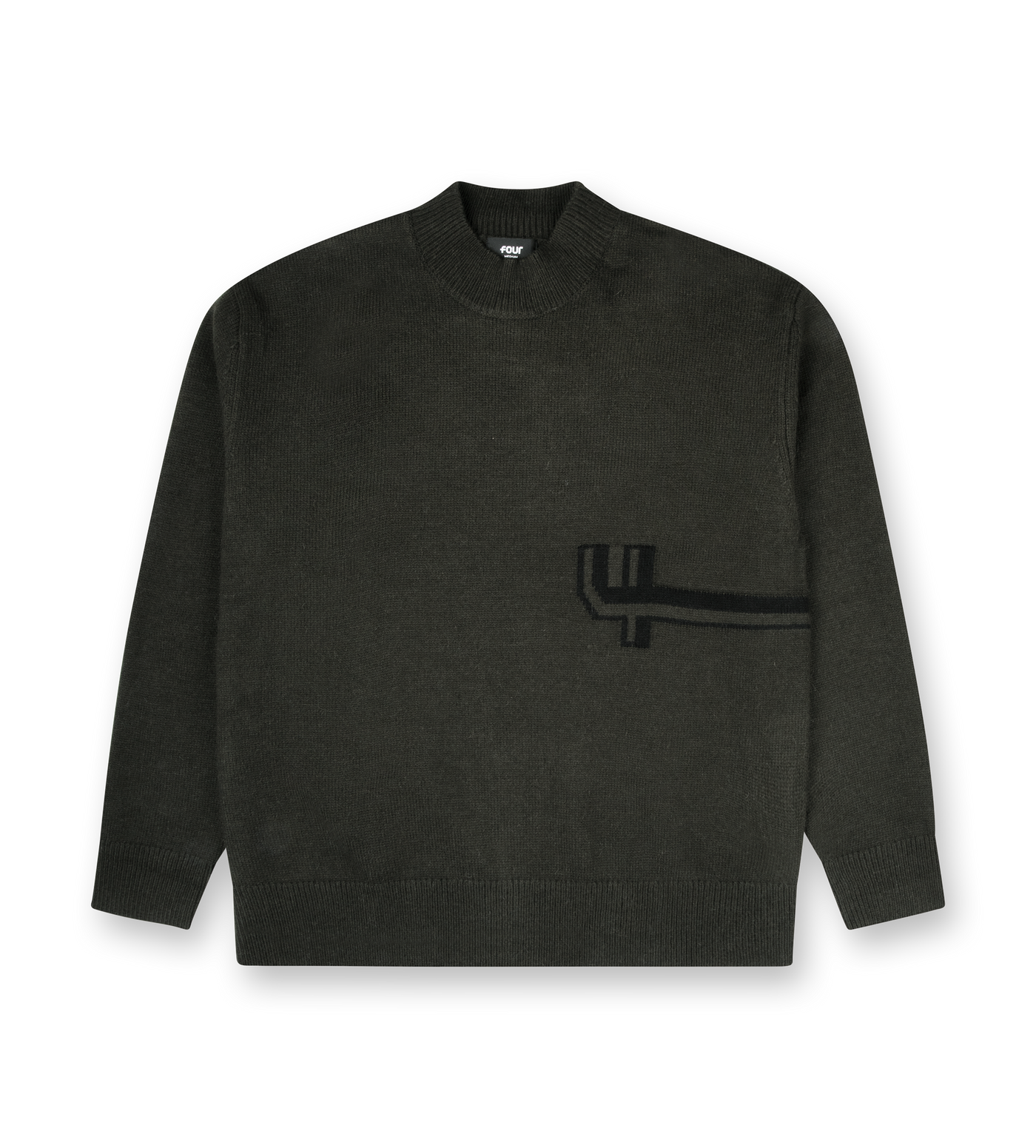 Knitted Crewneck Dark Green/ Black