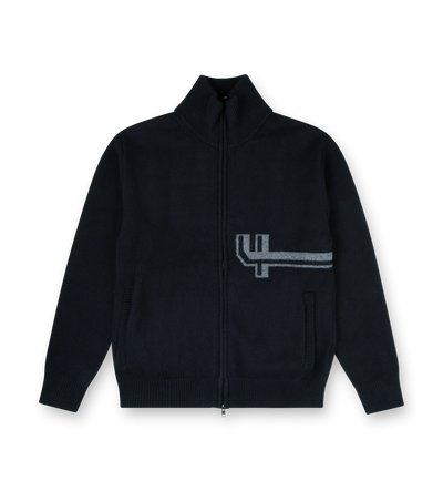 Knitted Zip Up Black/ Dark Grey
