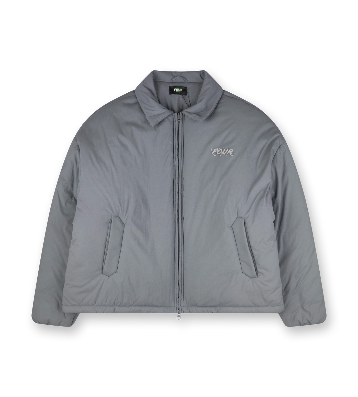 Circles Light Padded Nylon Shirt Jacket Dark Grey