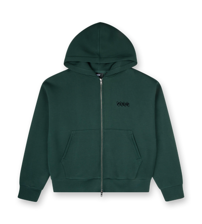 Circles Scuba Zip Up Hoodie Deep Forest