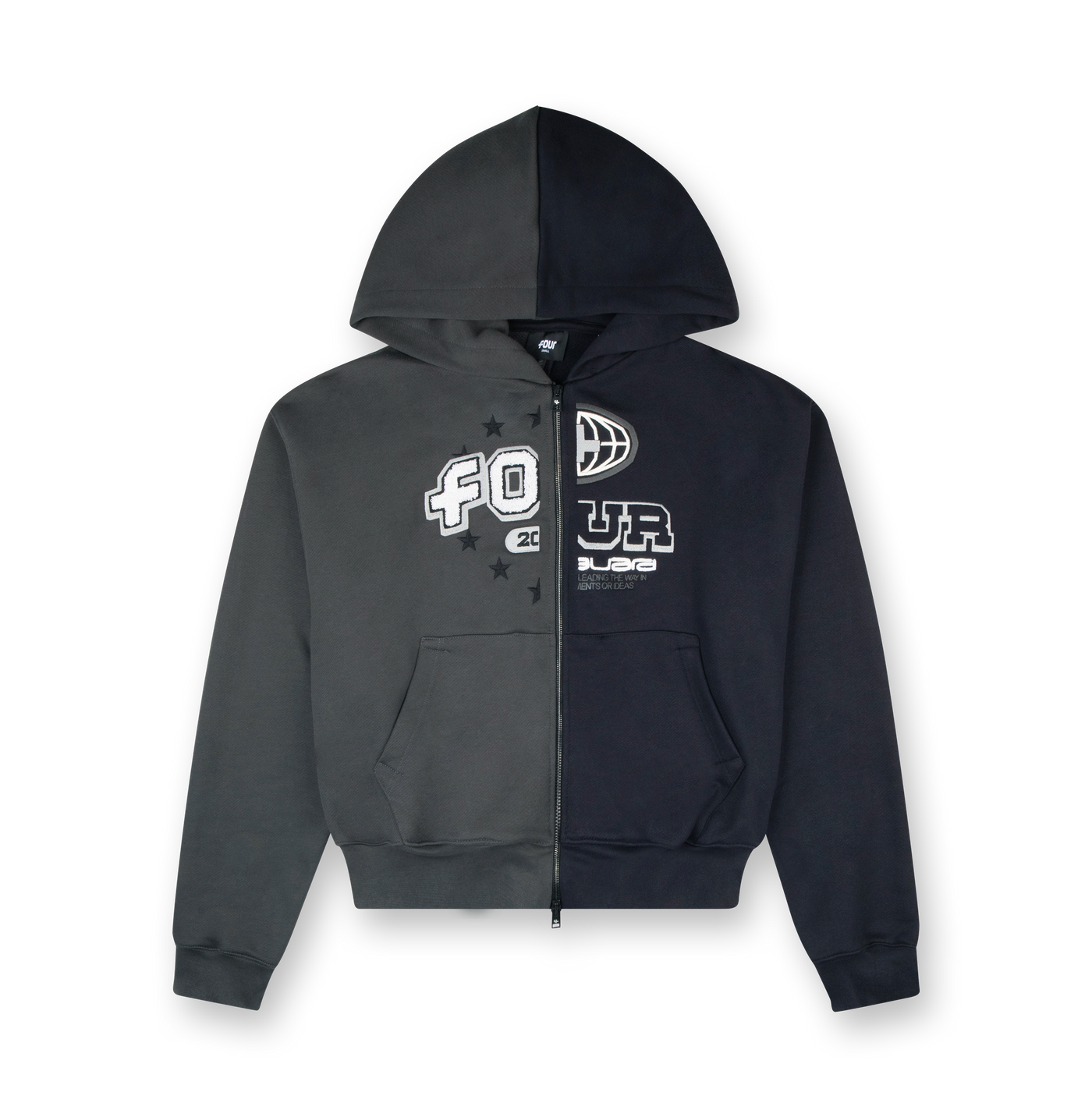 Split Zip Up Hoodie Black/ Raven