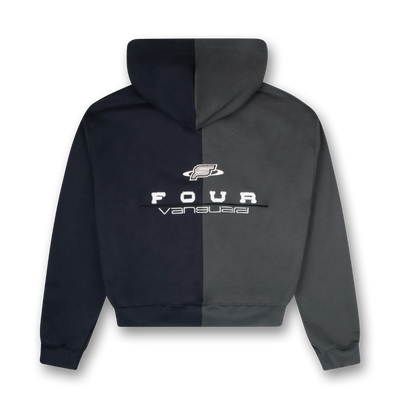 Split Zip Up Hoodie Black/ Raven