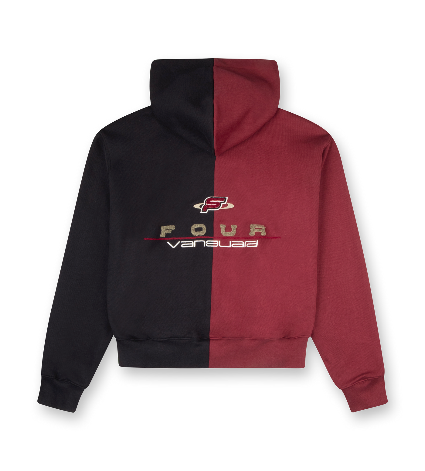 Split Zip Up Hoodie Black/ Pomegranate