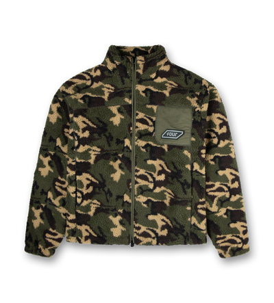 Square Logo Sherpa Zip Up Camo