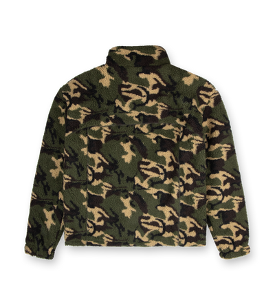 Square Logo Sherpa Zip Up Camo