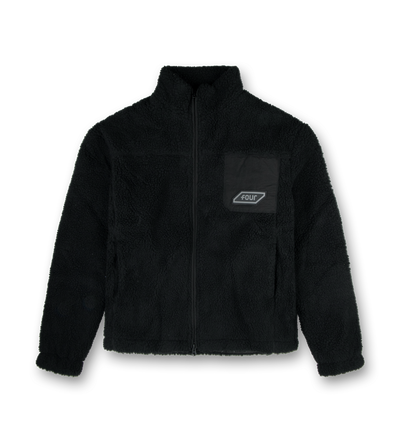 Square Logo Sherpa Zip Up Black