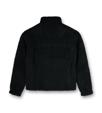 Square Logo Sherpa Zip Up Black