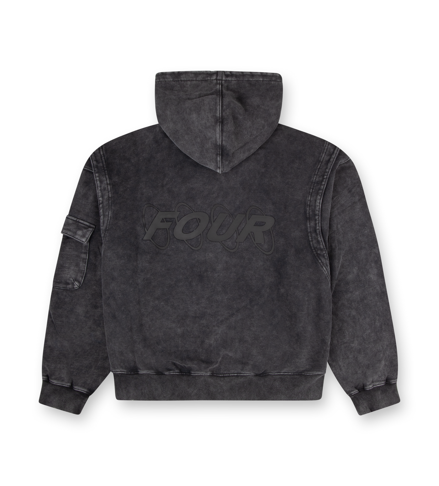 Circles Boxy Zip Up Hoodie Washed Black