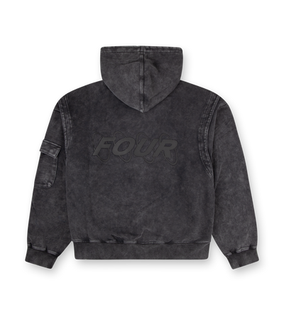 Circles Boxy Zip Up Hoodie Washed Black